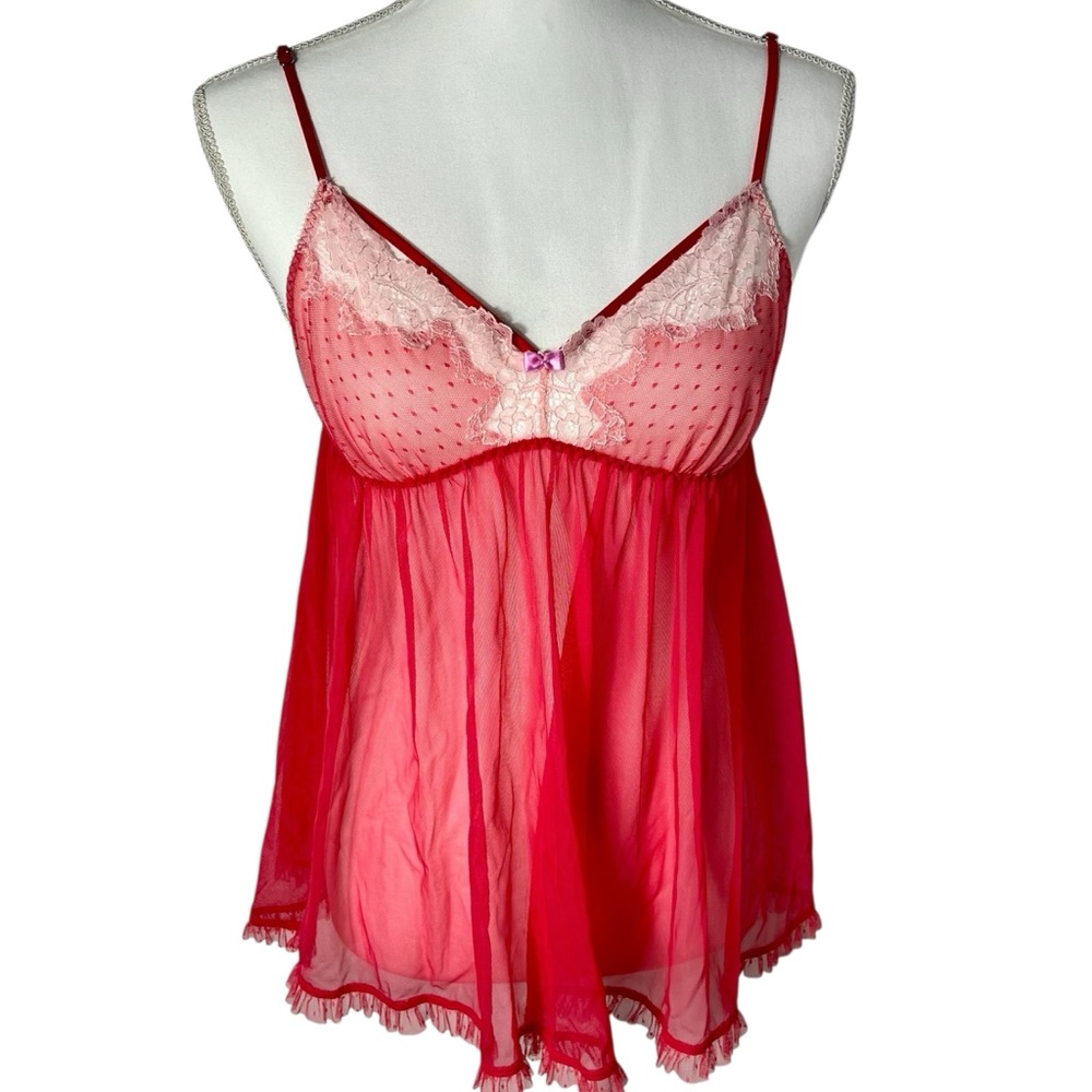 NWT 2015 Victoria's Secret Red Sheer Chemise with Panty Size Small